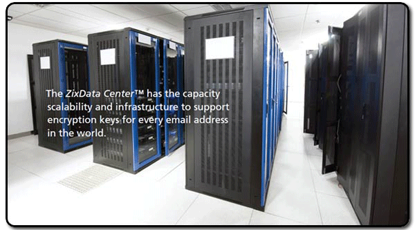 zix data center has the capacity, scalability and infrastructure to support encryption keys for every email address in the world. 